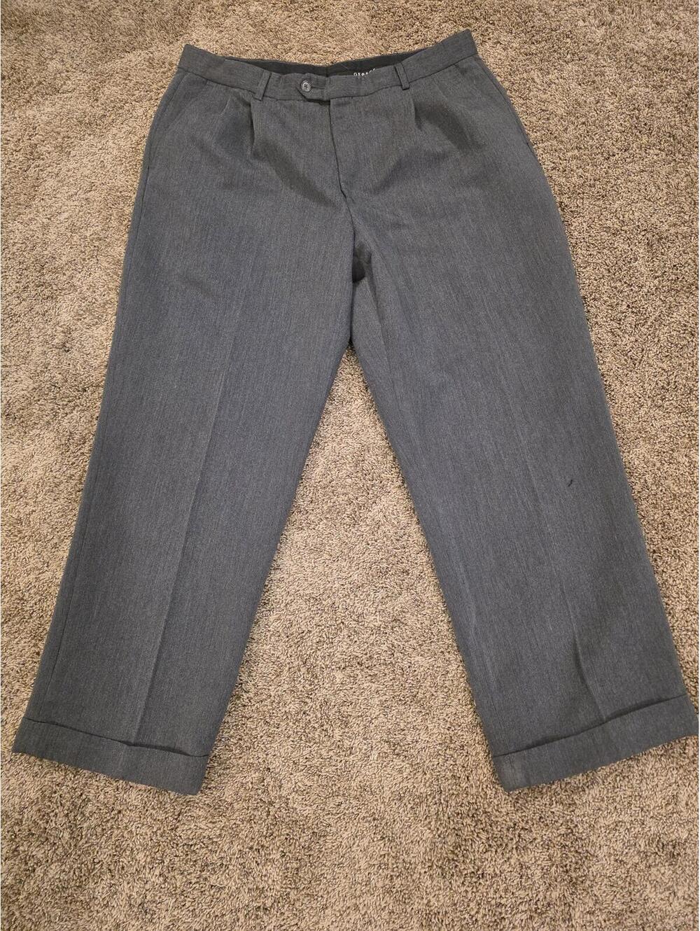 George Men's Dress Pants Gray 38x30 Flat Front Career Office Casual